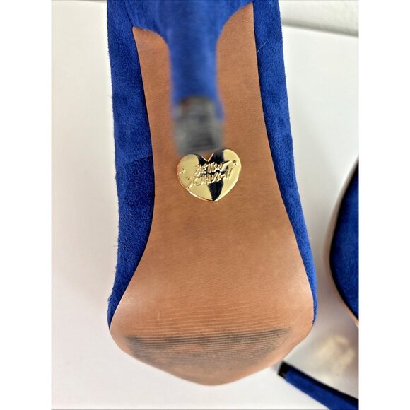 Betsey Johnson AA Very Giselle Blue Suede Platform Heels Pumps Women’s 8 - Picture 11 of 13